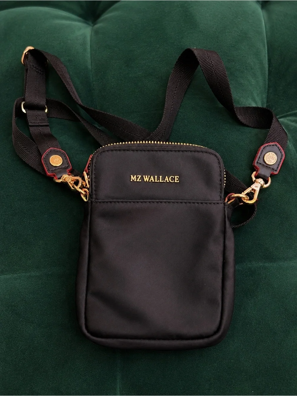 MZ Wallace Black Nylon Crossbody Bag Gold Hardware